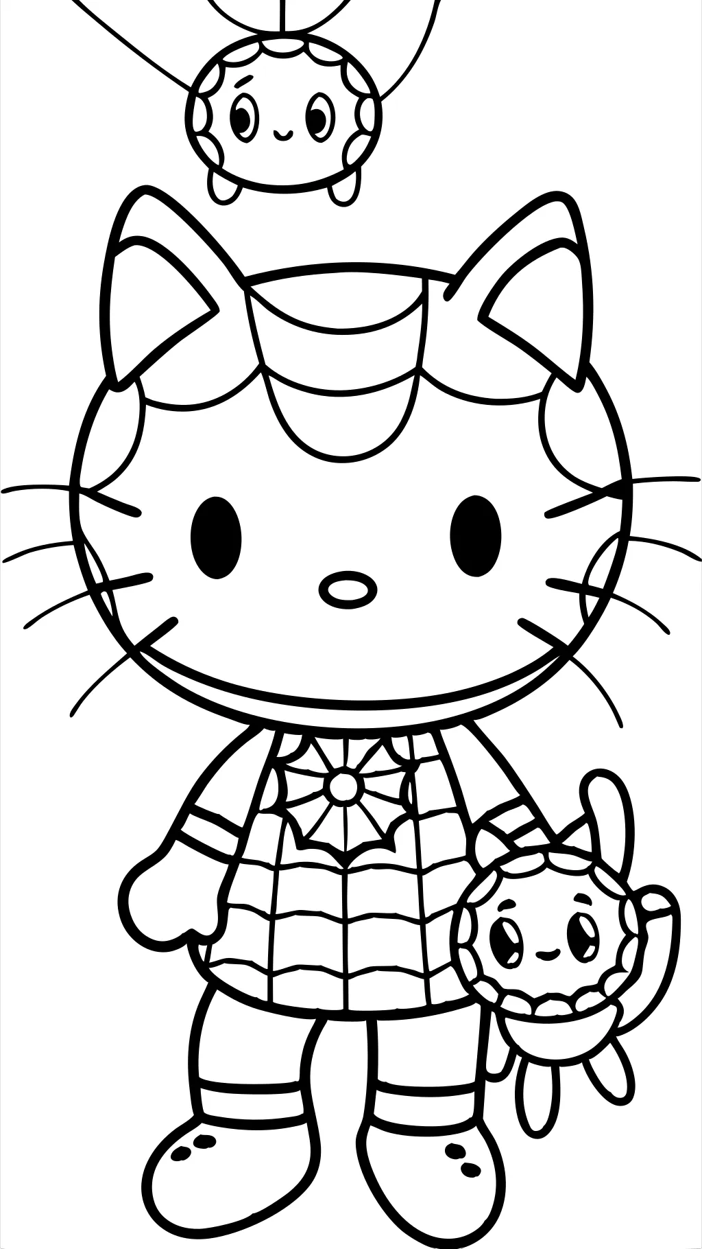 páginas para colorear de Hello Kitty y Spiderman